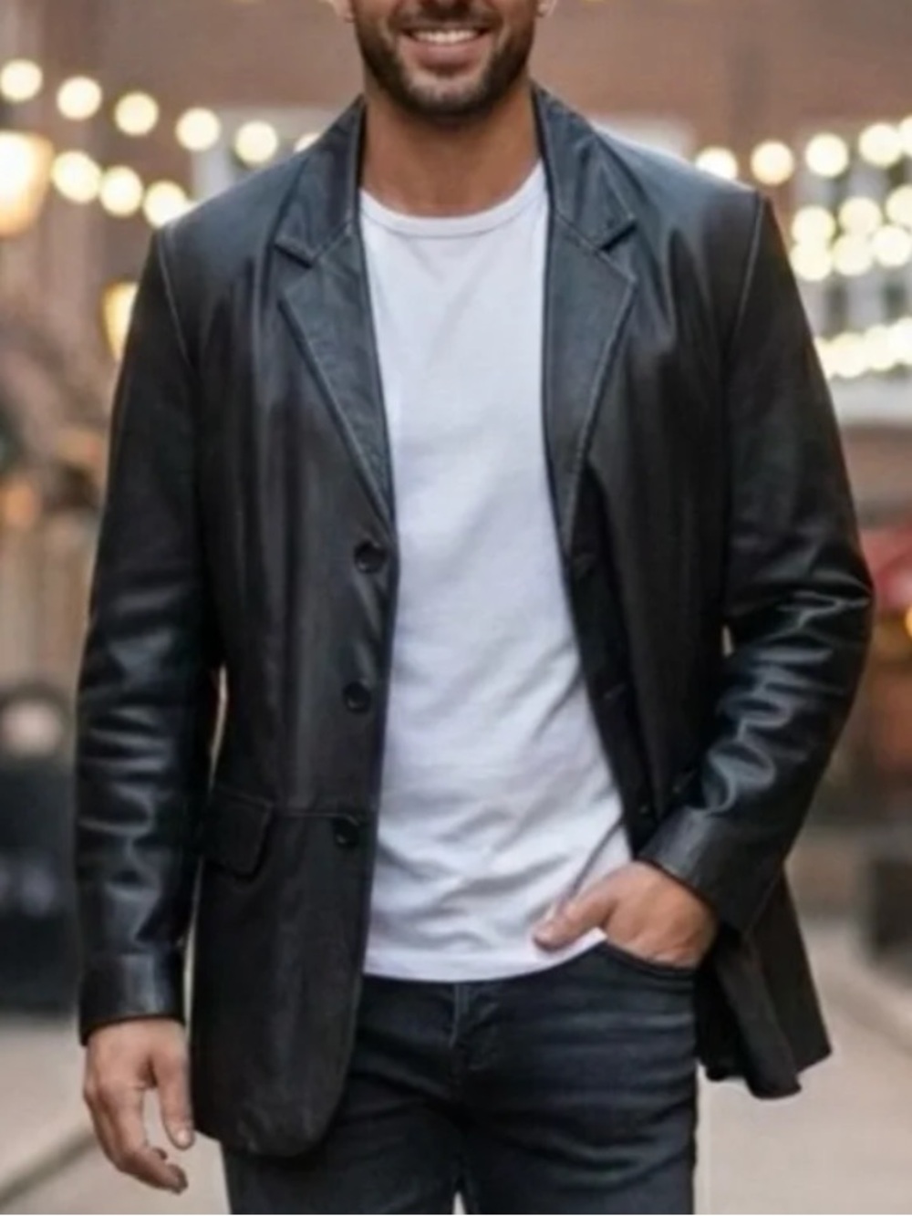Wilsons Leather Black Genuine Leather Sport Coat Blazer